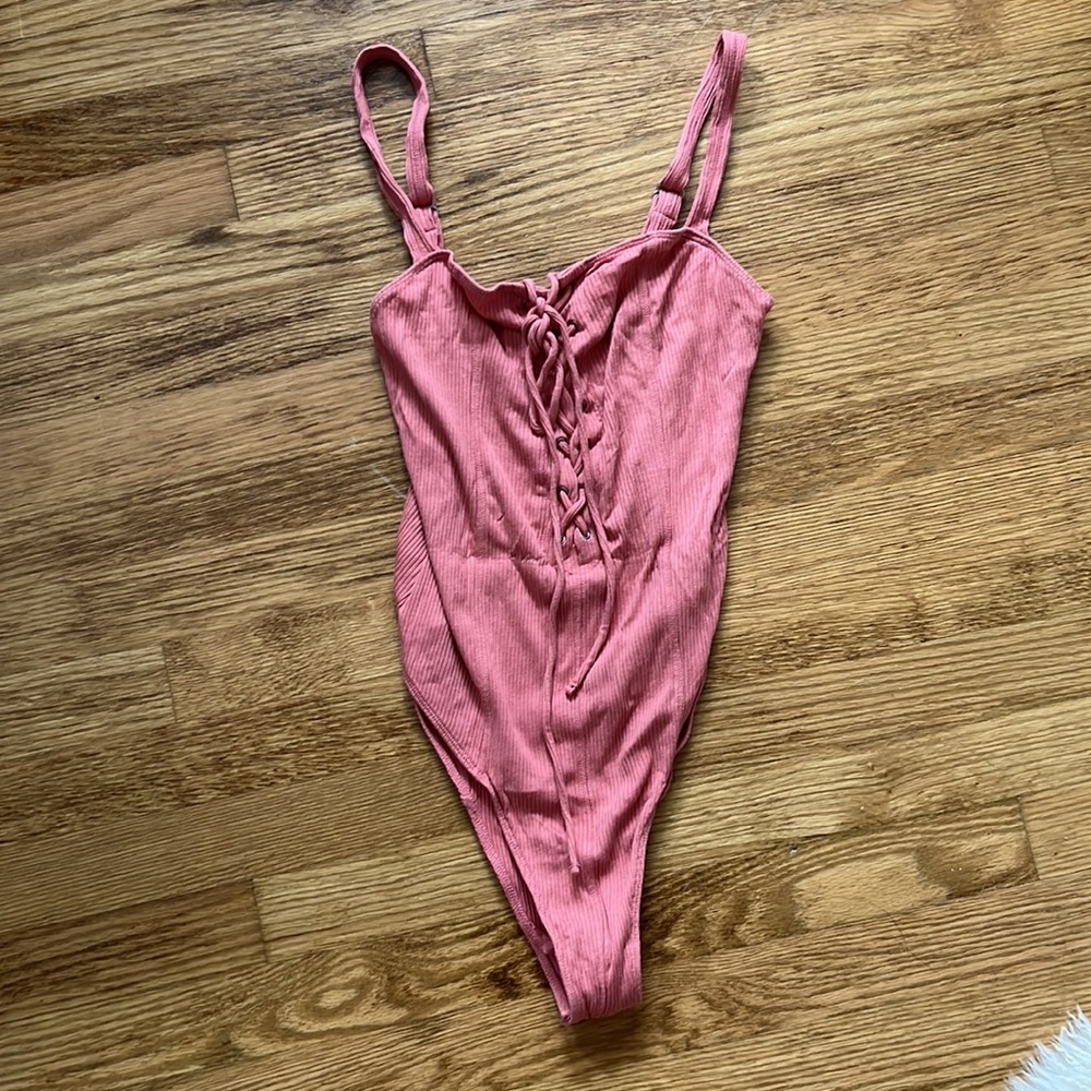 Urban Outfitters bodysuit Mauve / Pink tie up - medium - Picture 7 of 10